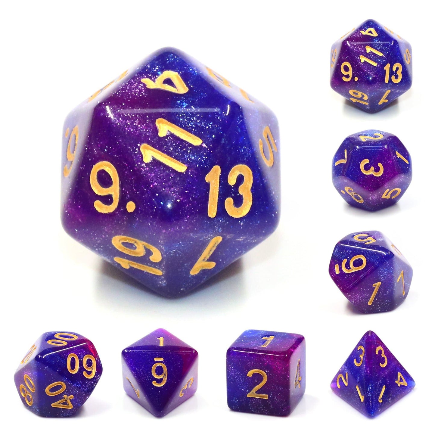 RPG Dice | "1001 Nights" Gold Ink | Set of 7