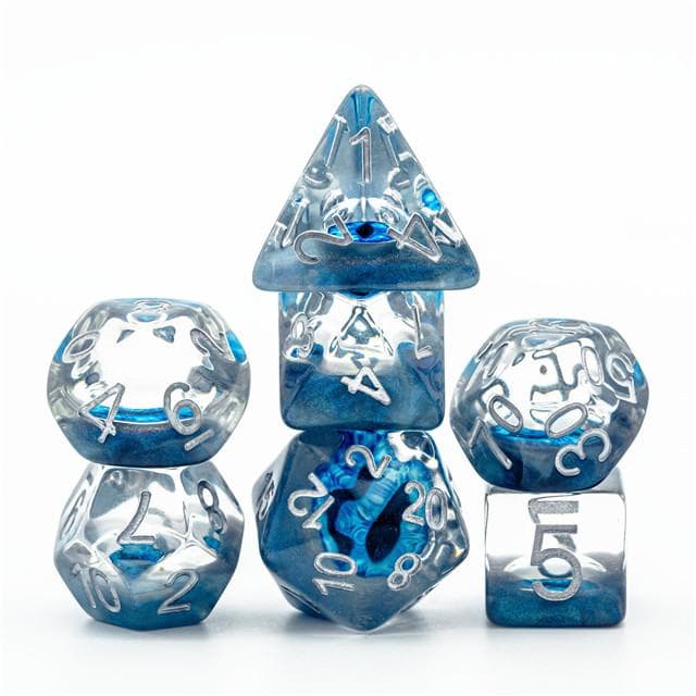 Polyhedral Dice Set | Resin | "Ice Dragon's Eye" | Set of 7 (D0113)
