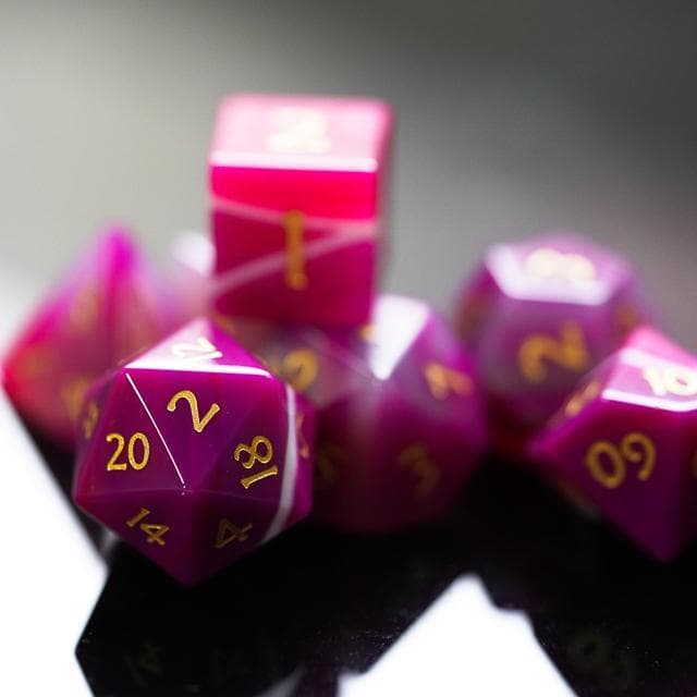 Gemstone Dice | Pink Agate | Set of 7