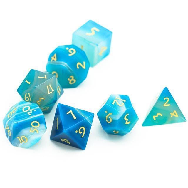 Gemstone Dice | Blue Agate | Set of 7