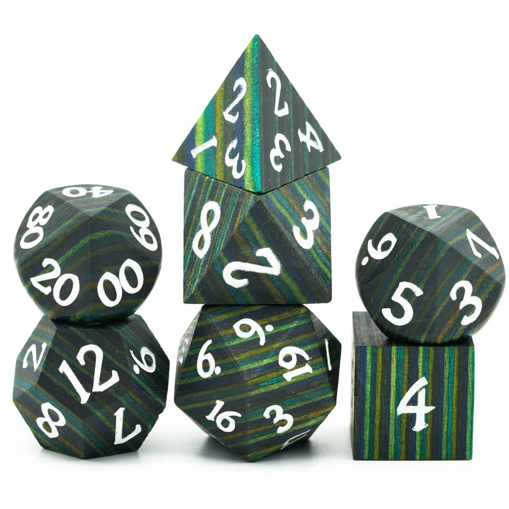 Wooden Dice | Green Forest | Set of 7
