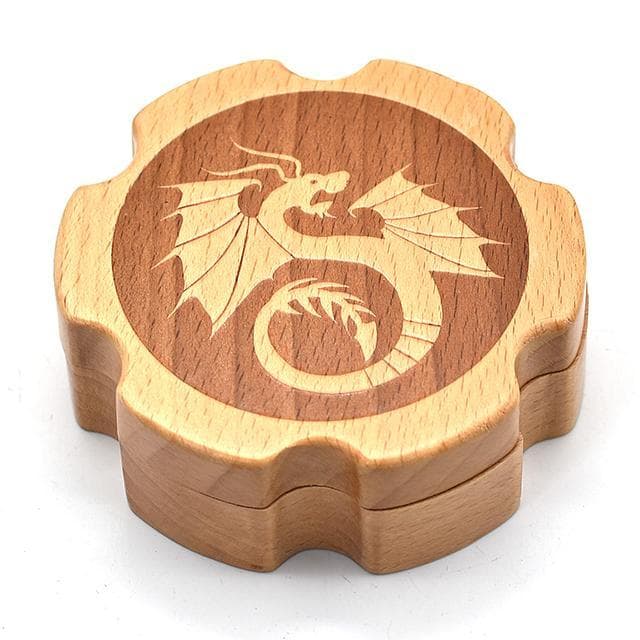 Dice Box | Wooden Hexagonal | Beech with Dragon