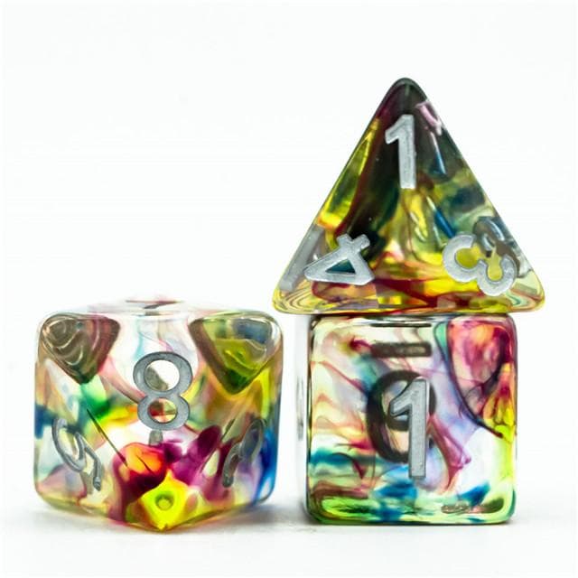 Polyhedral Dice Set | Resin | "Stained Glass" Purple & Blue | Set of 7 (D0145)