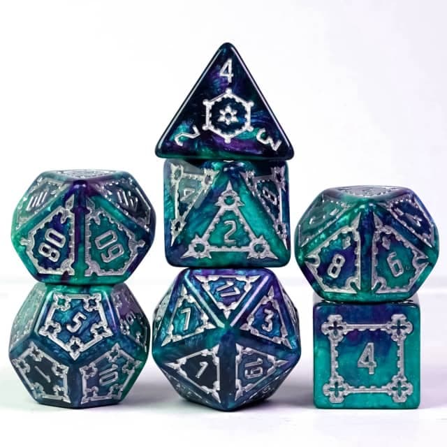 Large RPG Dice | "Chunky Castle" Coastal Realm | Set of 7