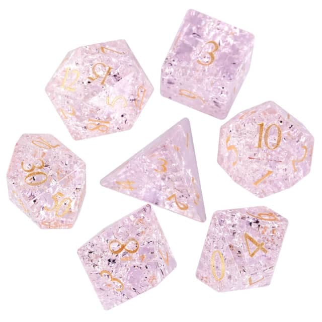 Glass Dice | Pink Fractal | Set of 7