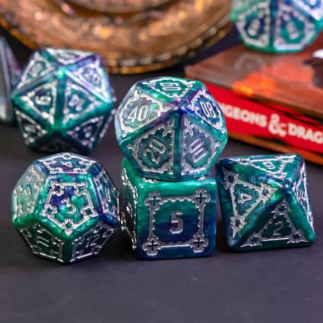 Large RPG Dice | "Chunky Castle" Coastal Realm | Set of 7