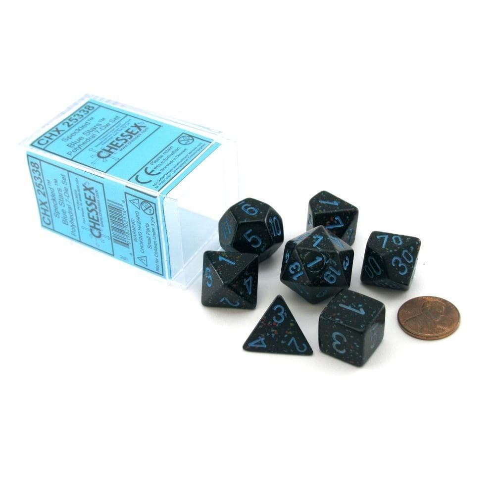 Chessex | Polyhedral Dice Set | Acrylic | Speckled Blue Stars (CHX 25338)