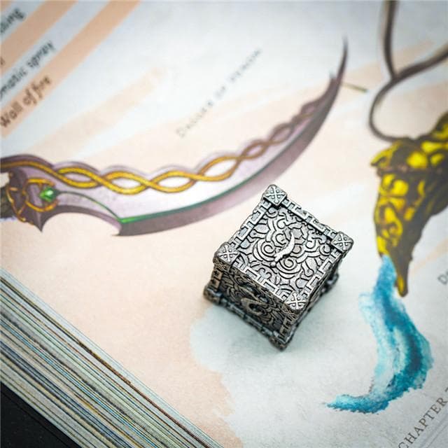 Metal Dice | "Dagger of Venom" Tumbled Silver | Set of 7