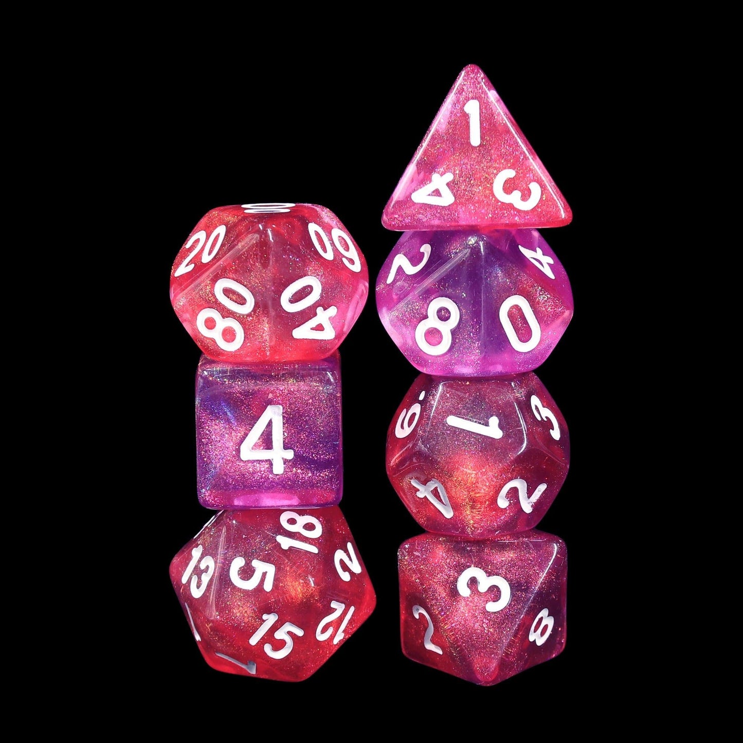 RPG Dice | "Scorching Ray" (White Ink) | Set of 7