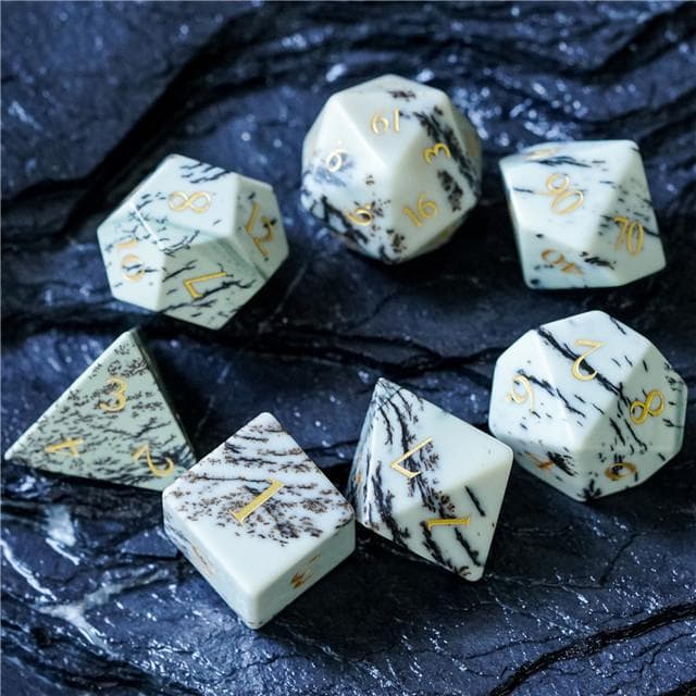 Gemstone Dice | Picture Jasper | Set of 7