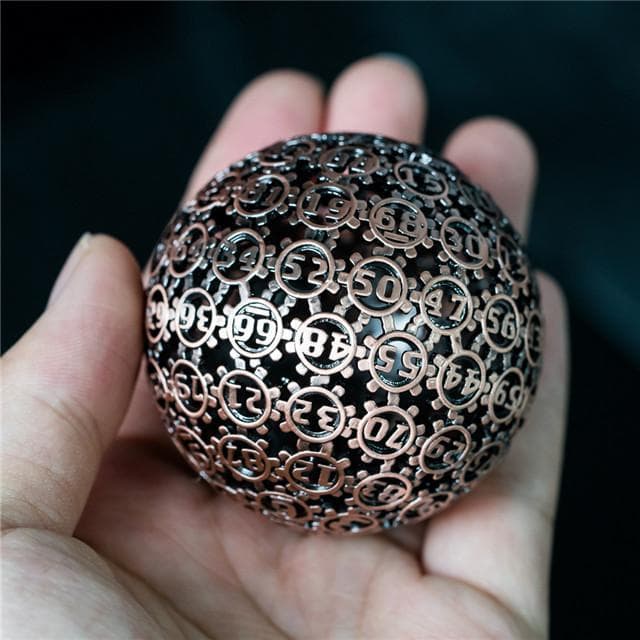 Metal Dice | d100 "Hollow Gear" Copper