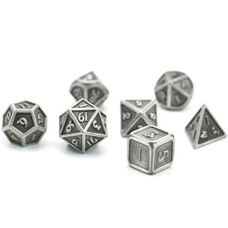 Metal Dice | Ancient Plated Silver (Nickel) | Set of 7