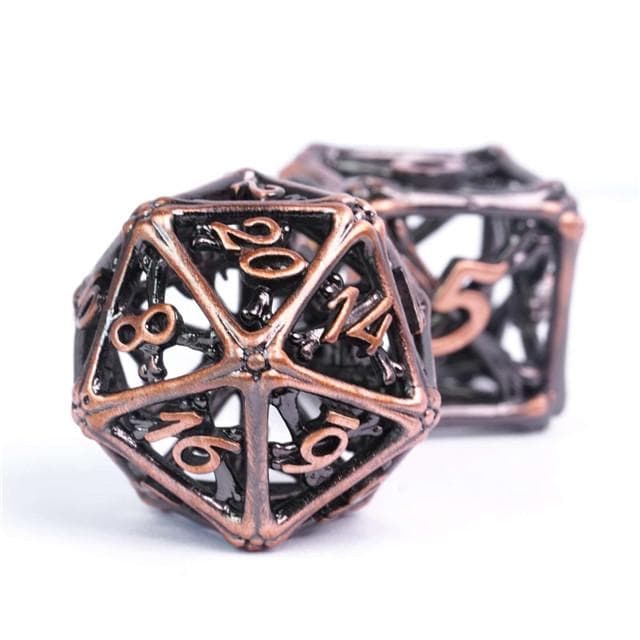 Metal Dice | Hollow "Bones" Copper | Set of 7