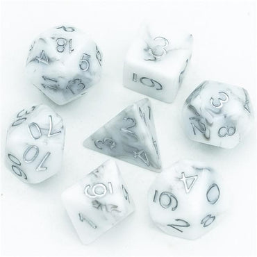 RPG Dice | "White Marble" | Set of 7