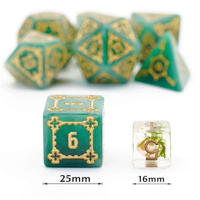 Large RPG Dice | "Chunky Castle" Green | Set of 7