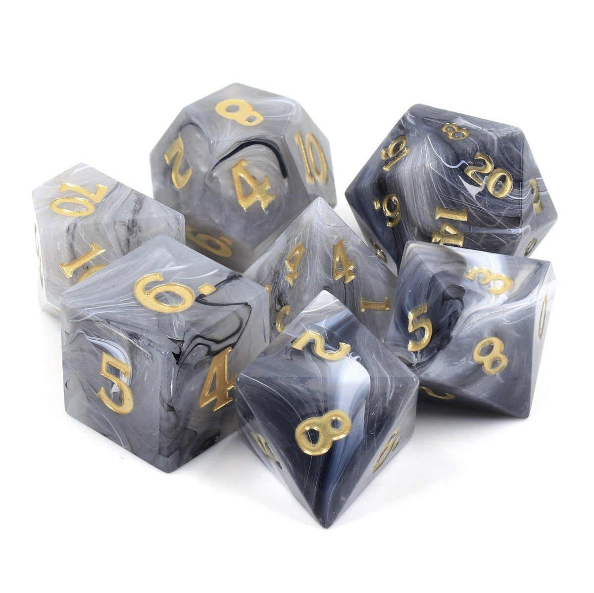 RPG Dice | "Merchant of Asphodel" (Sharp Edged) | Set of 7