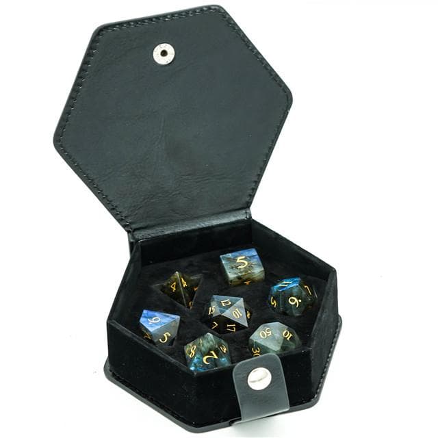 Gemstone Dice | Natural Labradorite | Set of 7