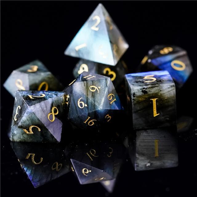 Gemstone Dice | Natural Labradorite | Set of 7