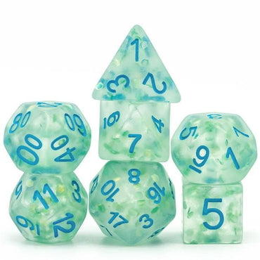 RPG Dice | "Shimmer Scale" Frosted Cyan | Set of 7