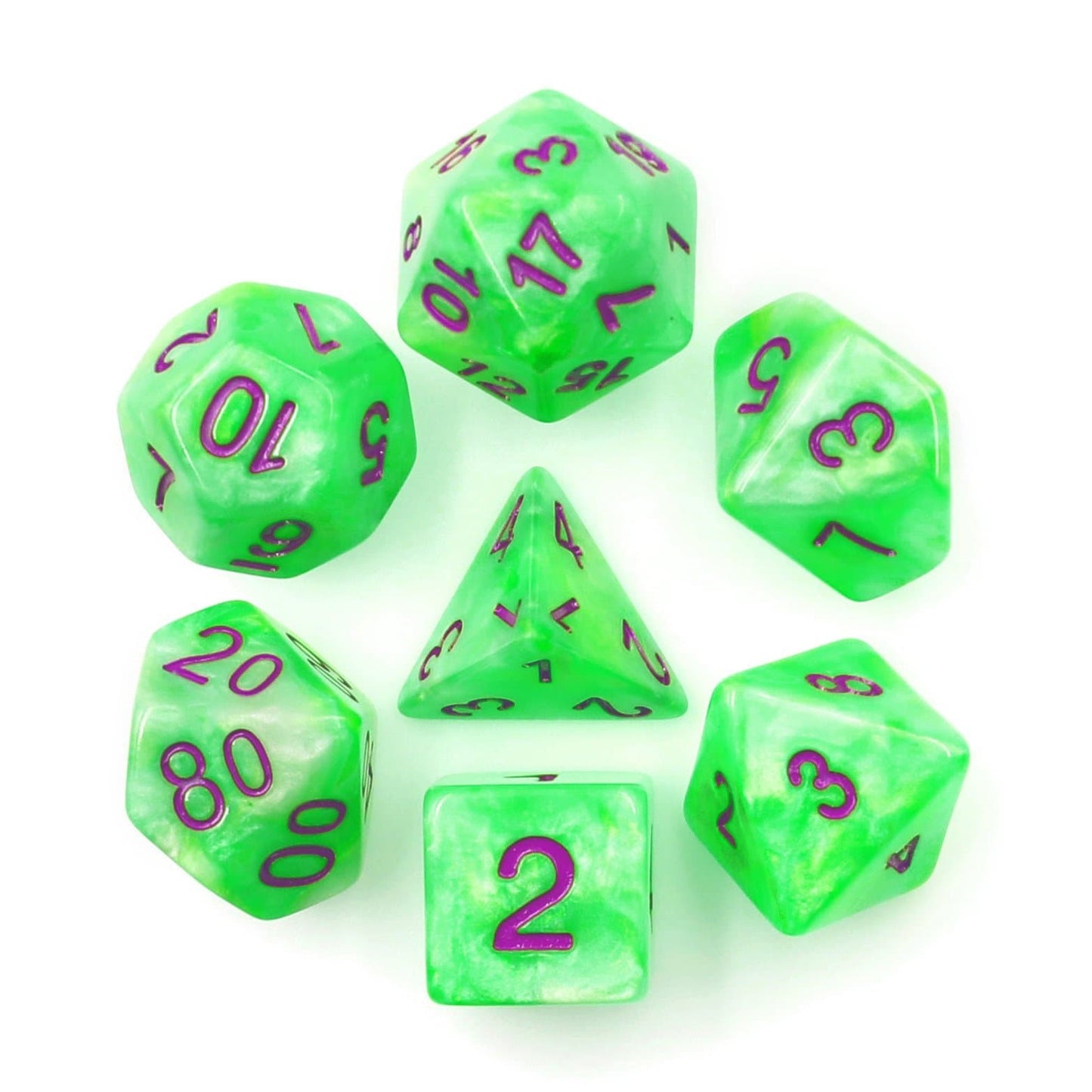 Polyhedral Dice Set | Acrylic | "Radioactive Matter" | Set of 7 (D0150)