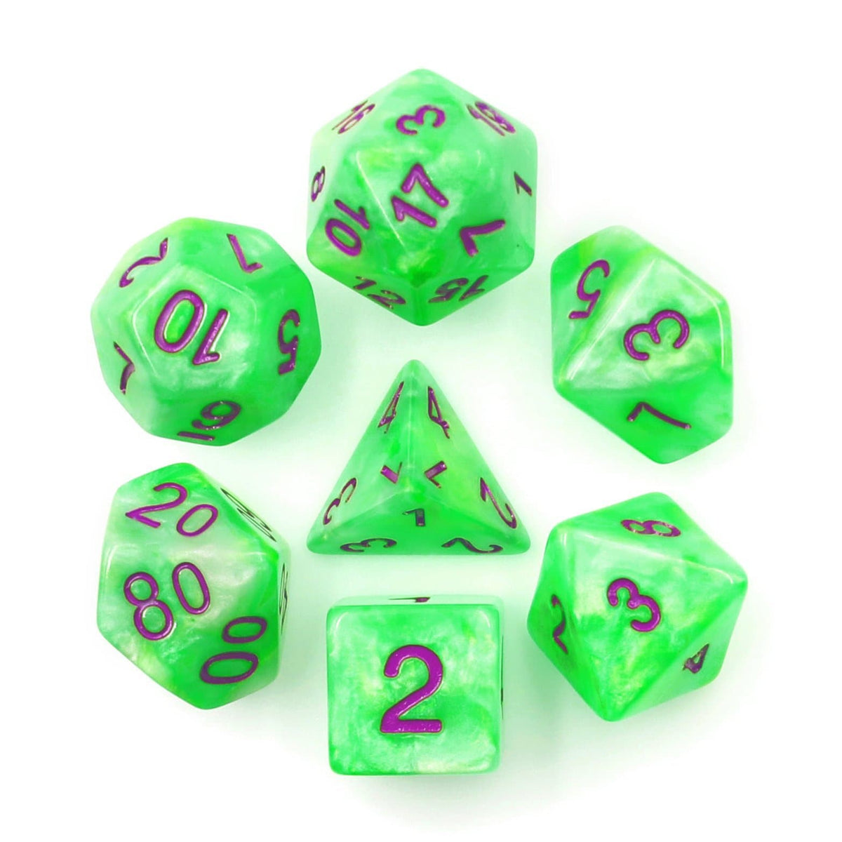 Polyhedral Dice Set | Acrylic | "Radioactive Matter" | Set of 7 (D0150)