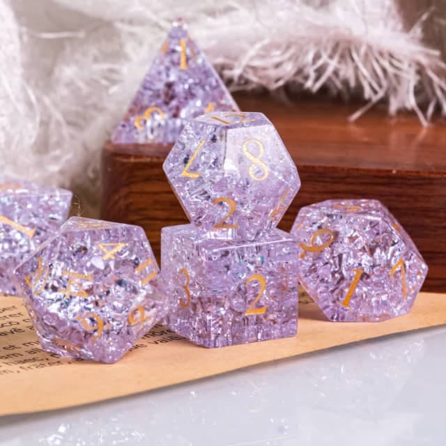 Glass Dice | Purple Fractal | Set of 7