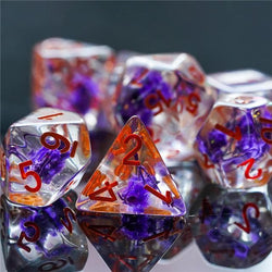 RPG Dice | "Suspended Flower" Glitter Purple | Set of 7