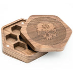 Dice Box | Wooden Hexagonal | Walnut with Skull