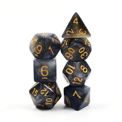 RPG Dice | "Silent Starfield" Gold Ink | Set of 7