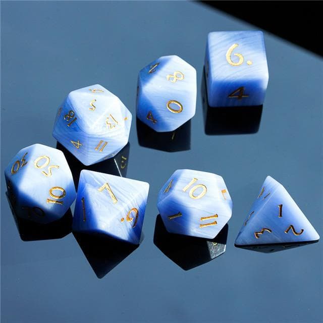Gemstone Dice | Blue Lace Agate | Set of 7