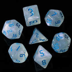 RPG Dice | "Moonstone Thorns" Blue Ink | Set of 7