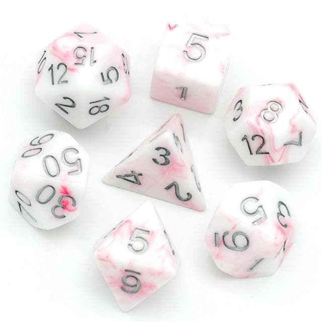 Polyhedral Dice Set | Acrylic | "Pink Marble" | Set of 7 (D0109)