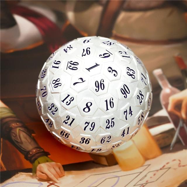 Metal Dice | d100 "Mithril" Silver Plated