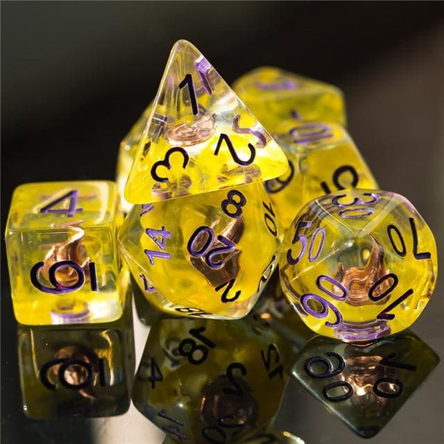 Polyhedral Dice Set | Acrylic | "Sorcerer's Fire" | Set of 7 (D0089)