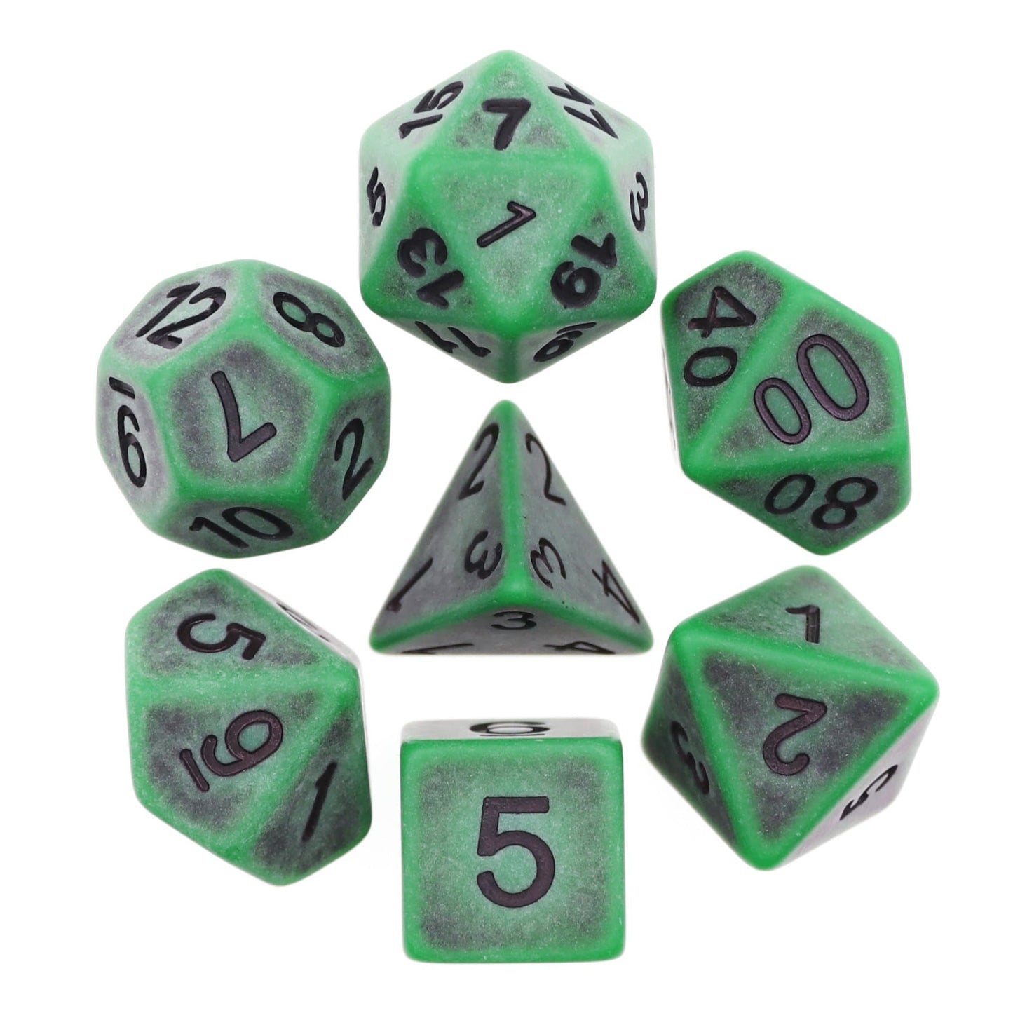 Polyhedral Dice Set | Acrylic | "Ancient Green" | Set of 7 (D0080)