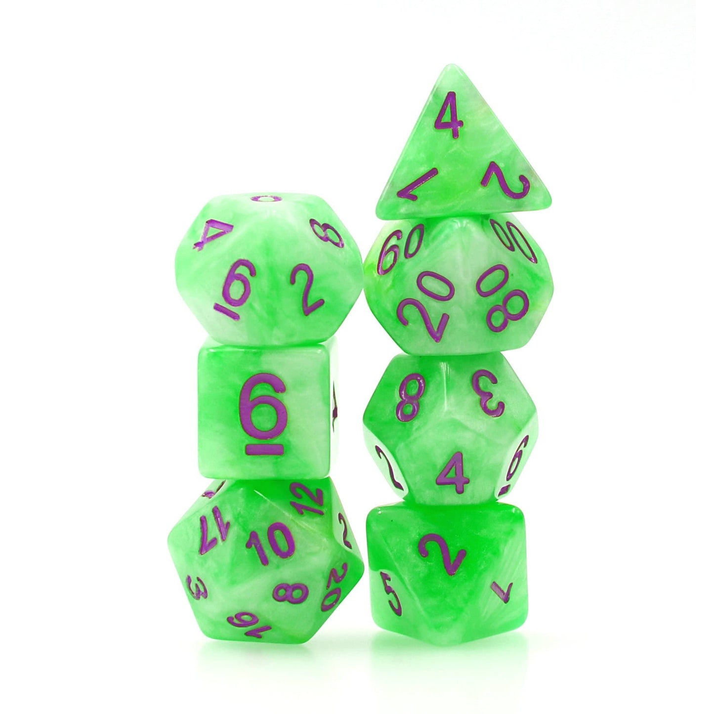 Polyhedral Dice Set | Acrylic | "Radioactive Matter" | Set of 7 (D0150)