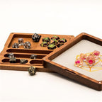 Dice Box  & Tray | Wooden Square | Sapele Wood with Dragon