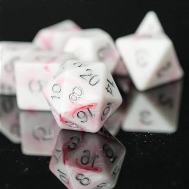 Polyhedral Dice Set | Acrylic | "Pink Marble" | Set of 7 (D0109)