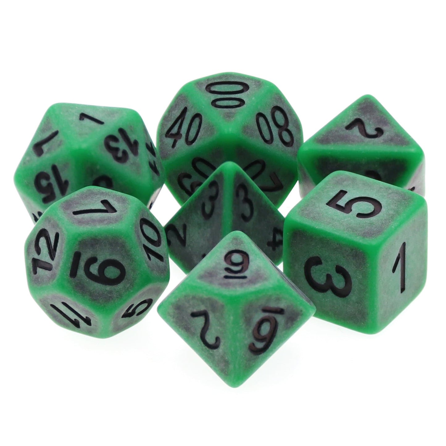Polyhedral Dice Set | Acrylic | "Ancient Green" | Set of 7 (D0080)