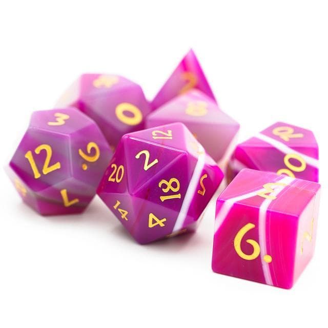 Gemstone Dice | Pink Agate | Set of 7