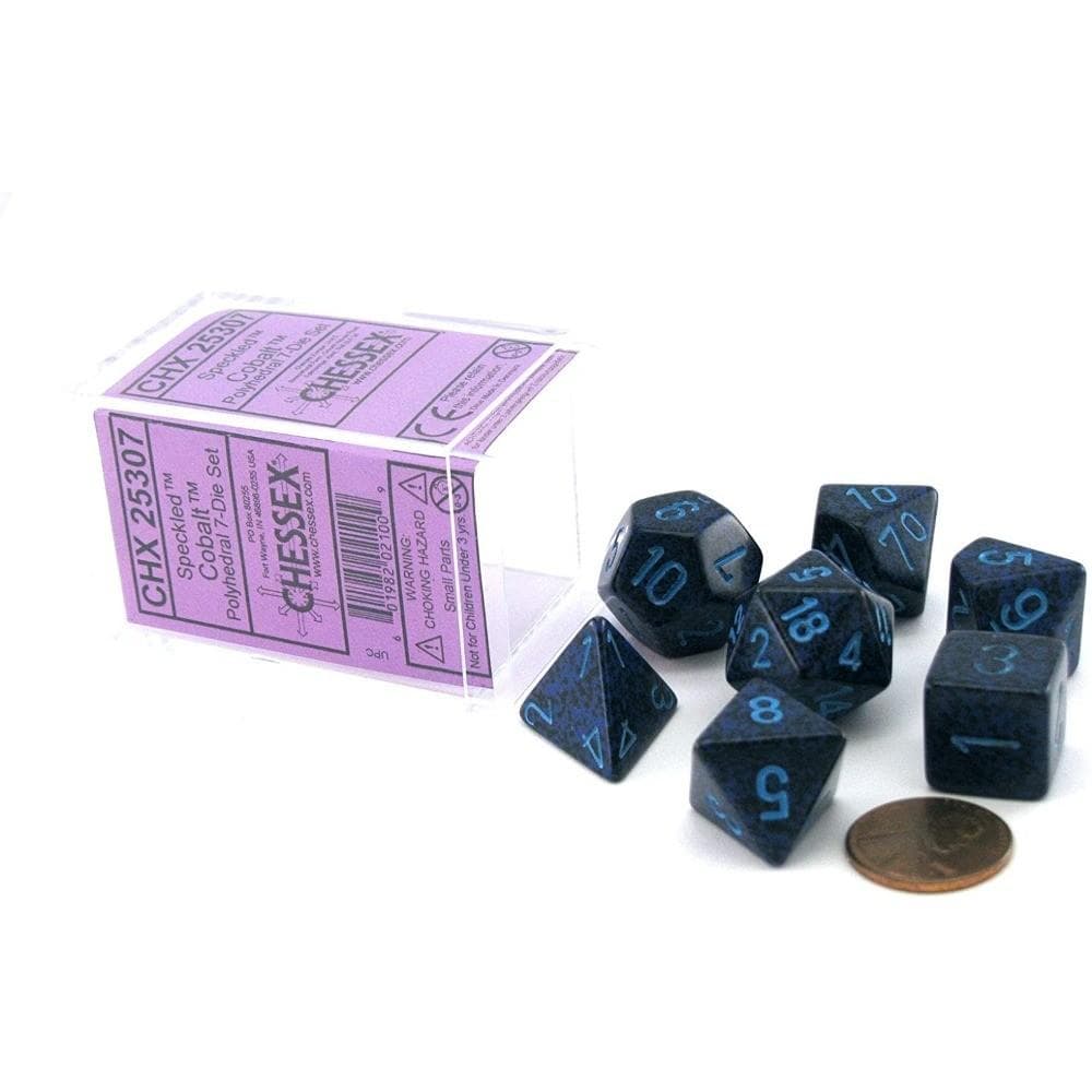 Chessex | Polyhedral Dice Set | Acrylic | Speckled Cobalt (CHX 25307)
