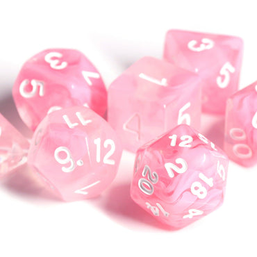 RPG Dice | "Pink Rose" | Set of 7