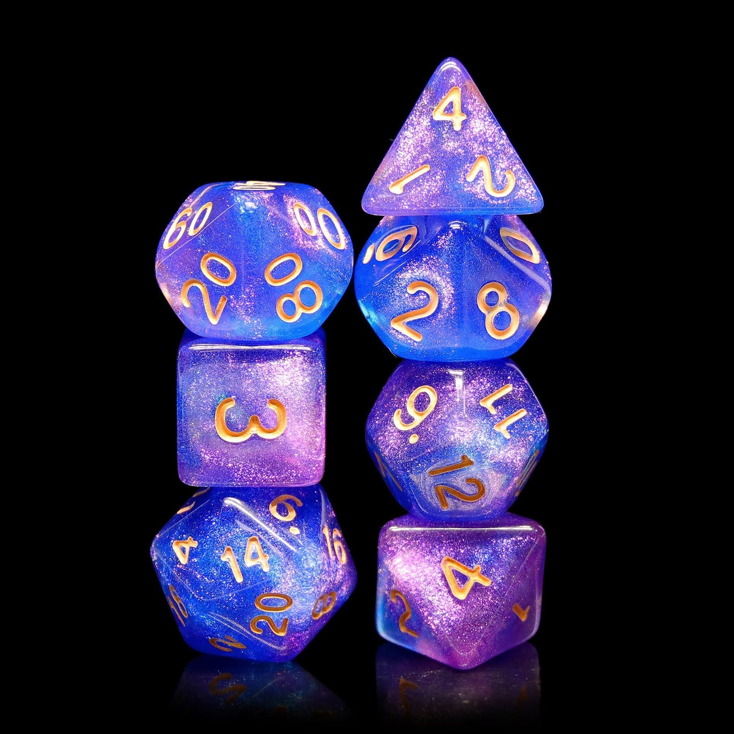 RPG Dice | "Straight On Til Morning" Gold Ink | Set of 7