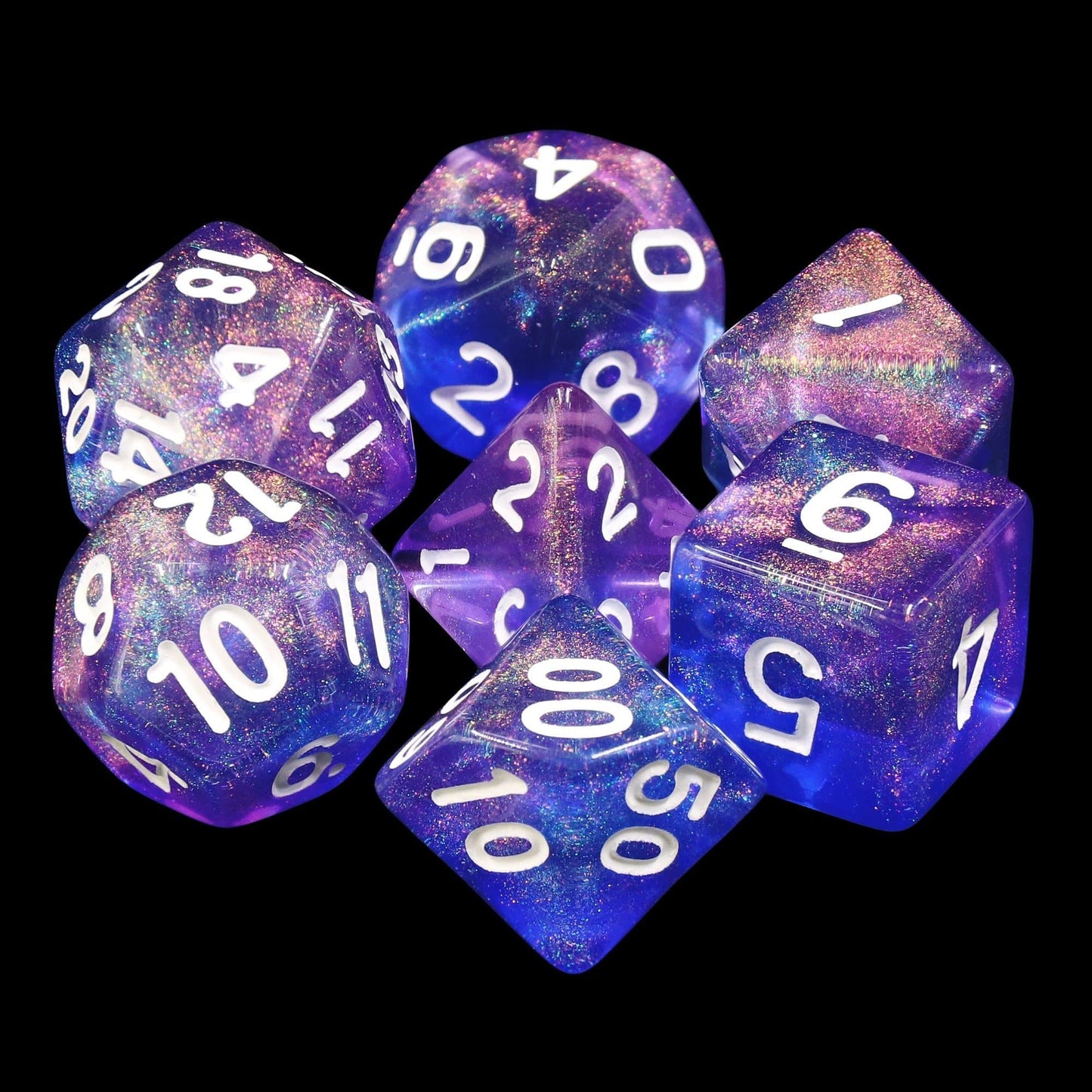 RPG Dice | "Cosmic Beyond" (White Ink) | Set of 7