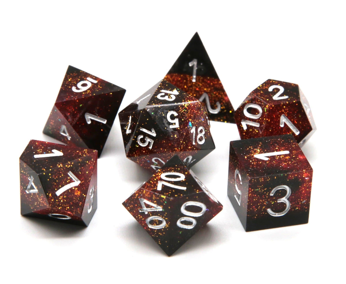 RPG Dice | "Sparkling Sky" (Sharp Edged) | Set of 7