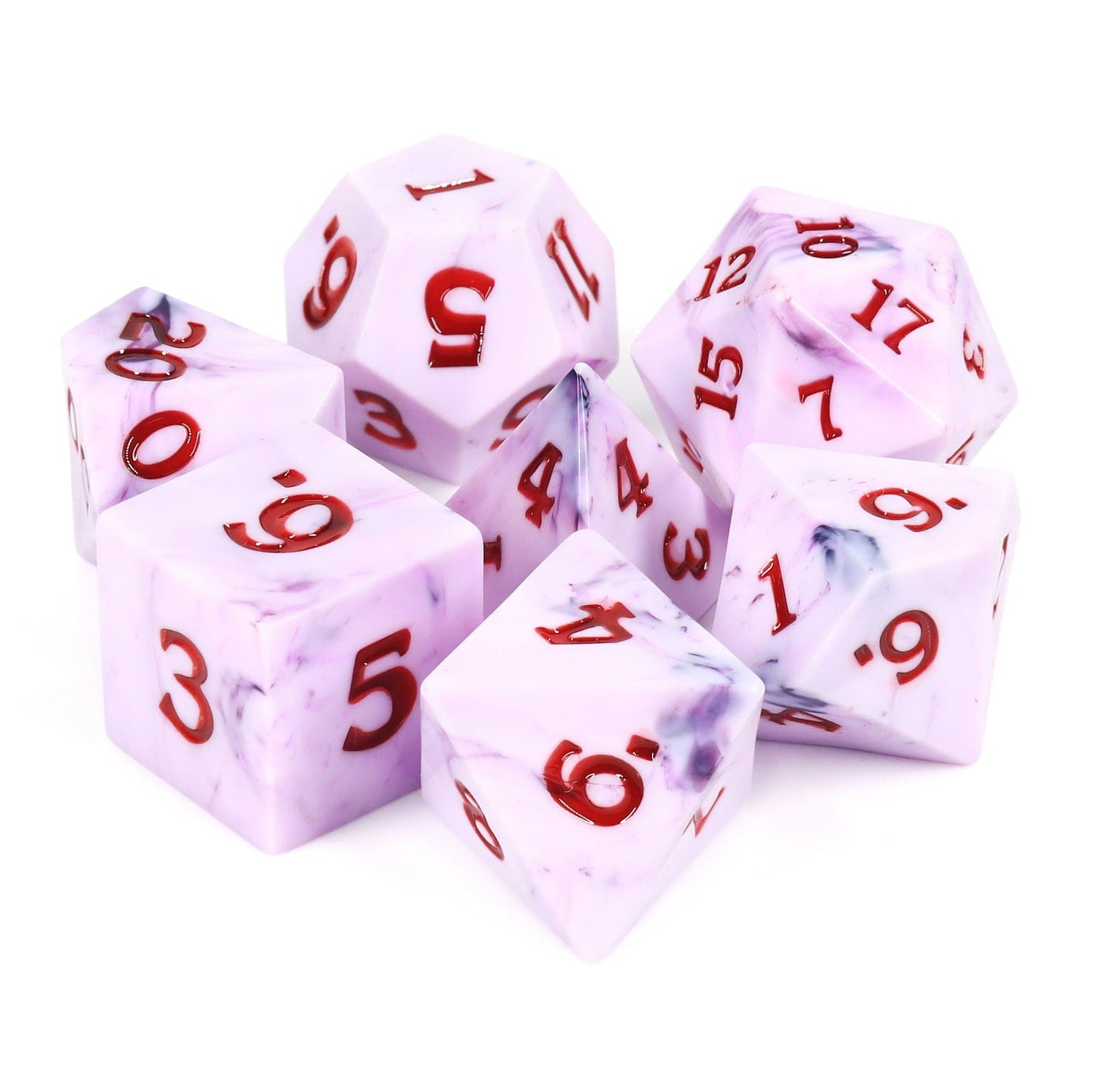 RPG Dice | "Blood and Bone" (Sharp Edged) | Set of 7