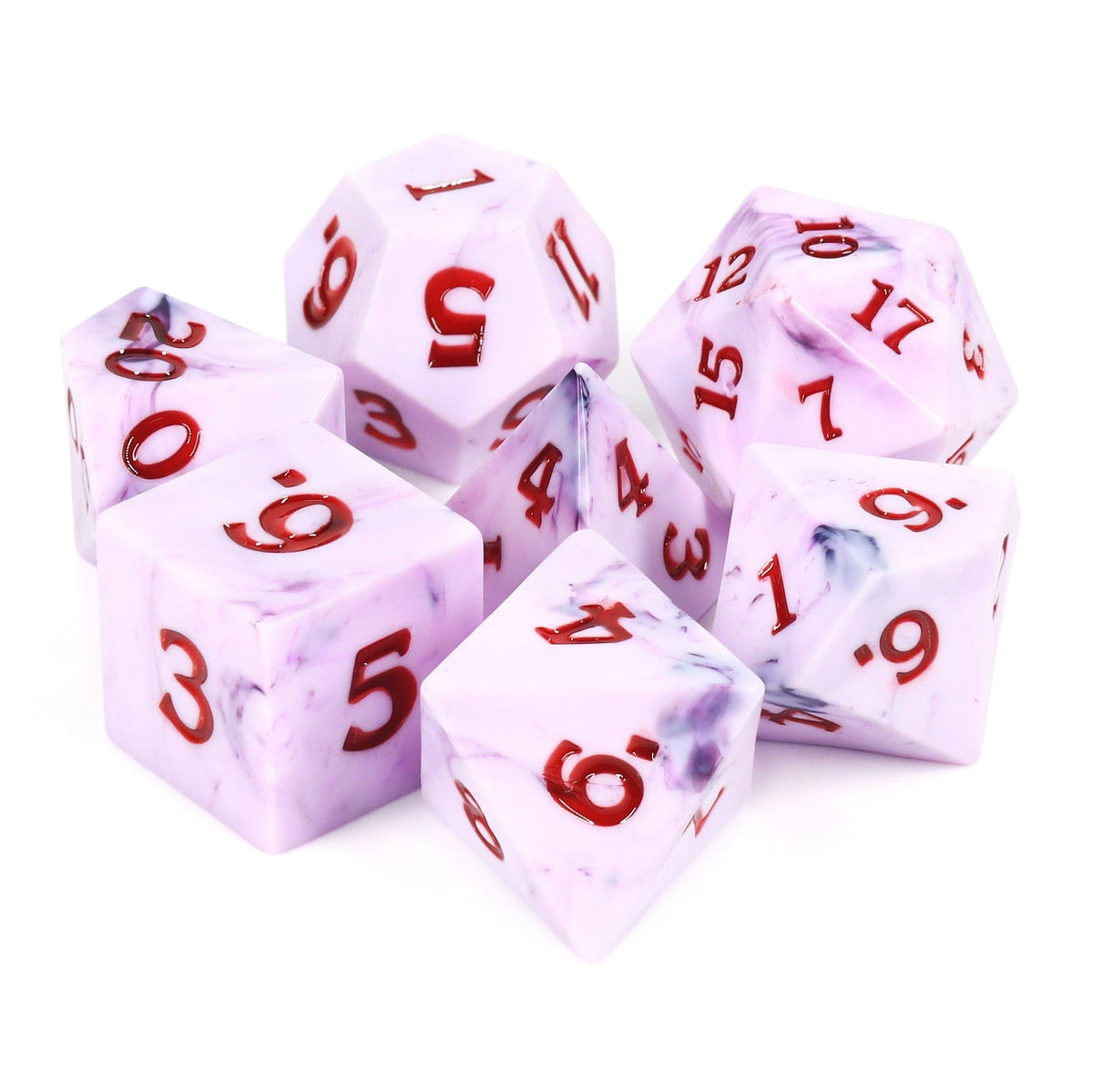 RPG Dice | "Blood and Bone" (Sharp Edged) | Set of 7