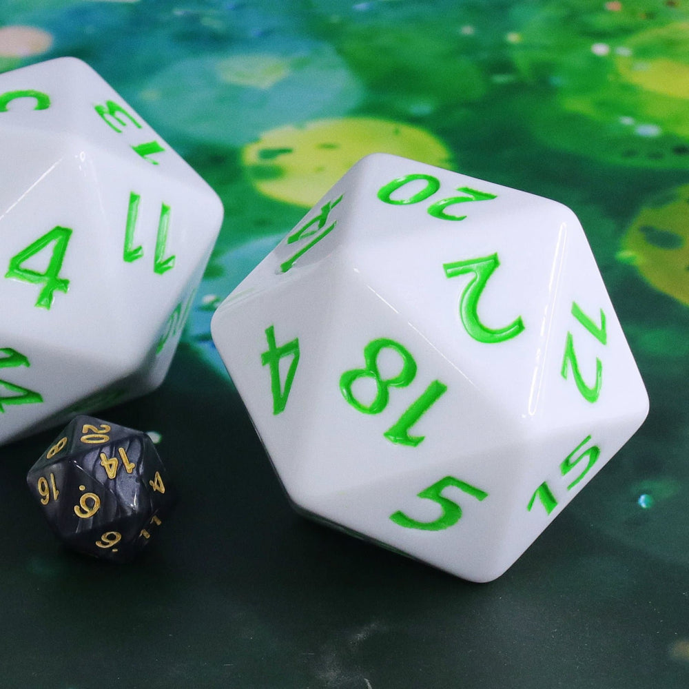 Colossal d20 (55mm) | White w/ Green Ink