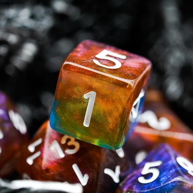 Polyhedral Dice Set | Acrylic | Galaxy Blue & Copper | Set of 7 (D0107)