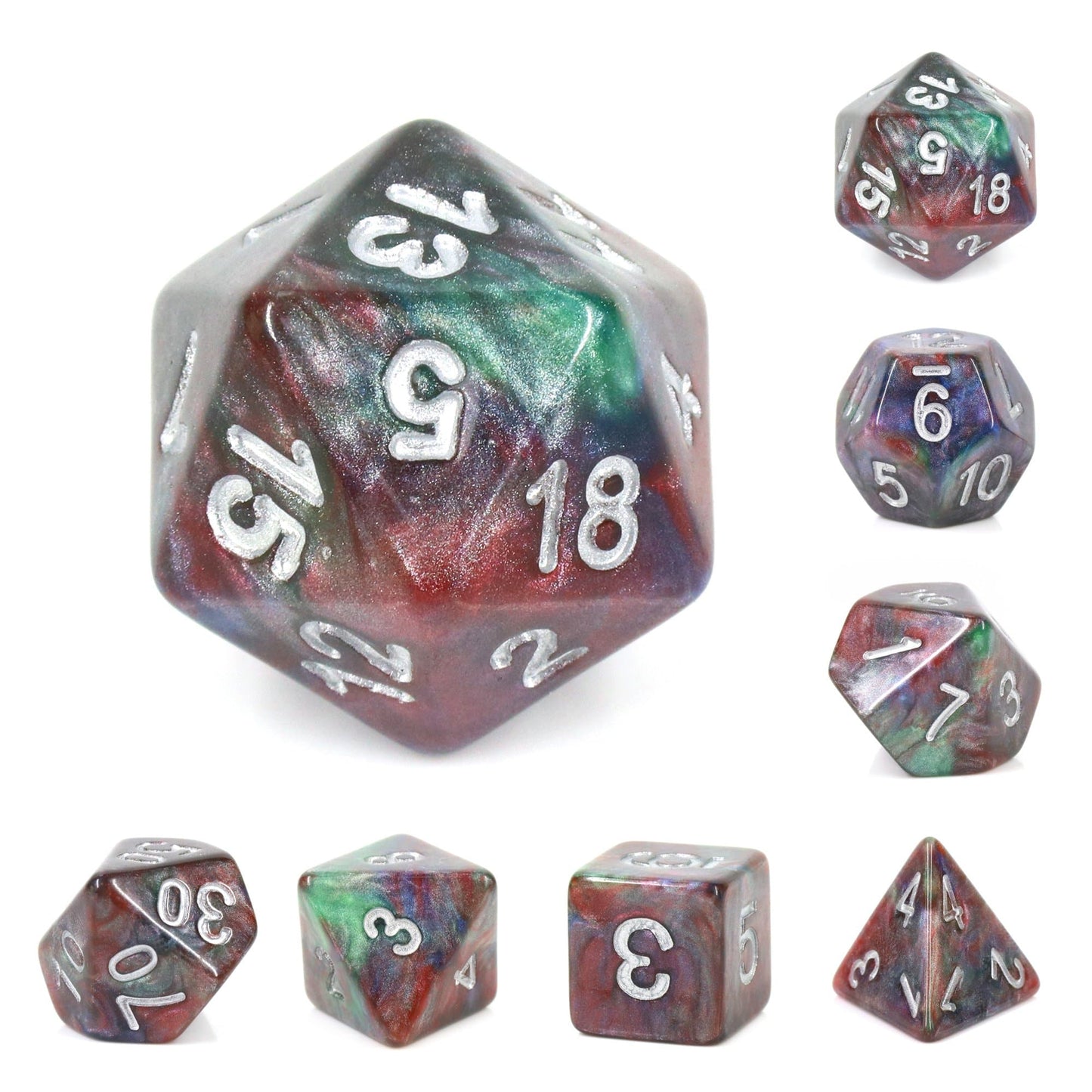 Polyhedral Dice Set | Acrylic | "Blood in the Water" | Set of 7 (D0016)